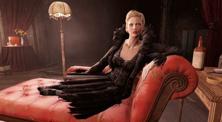 FO4 Gothic Feathered Dress 2